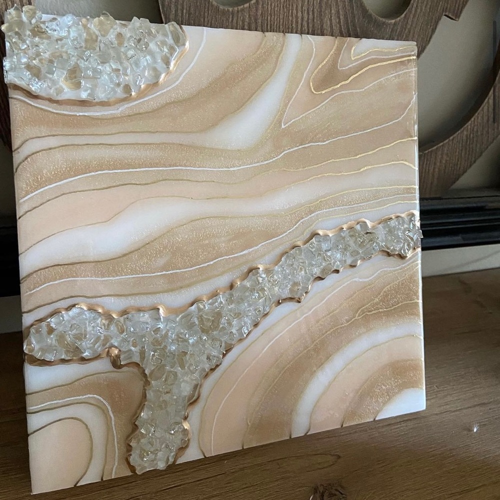 One of a kind resin geode canvas 10x10